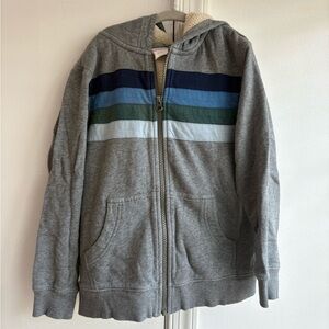 HANNA ANDERSSON BOYS Sherpa Striped Zip Hoodie Size 8